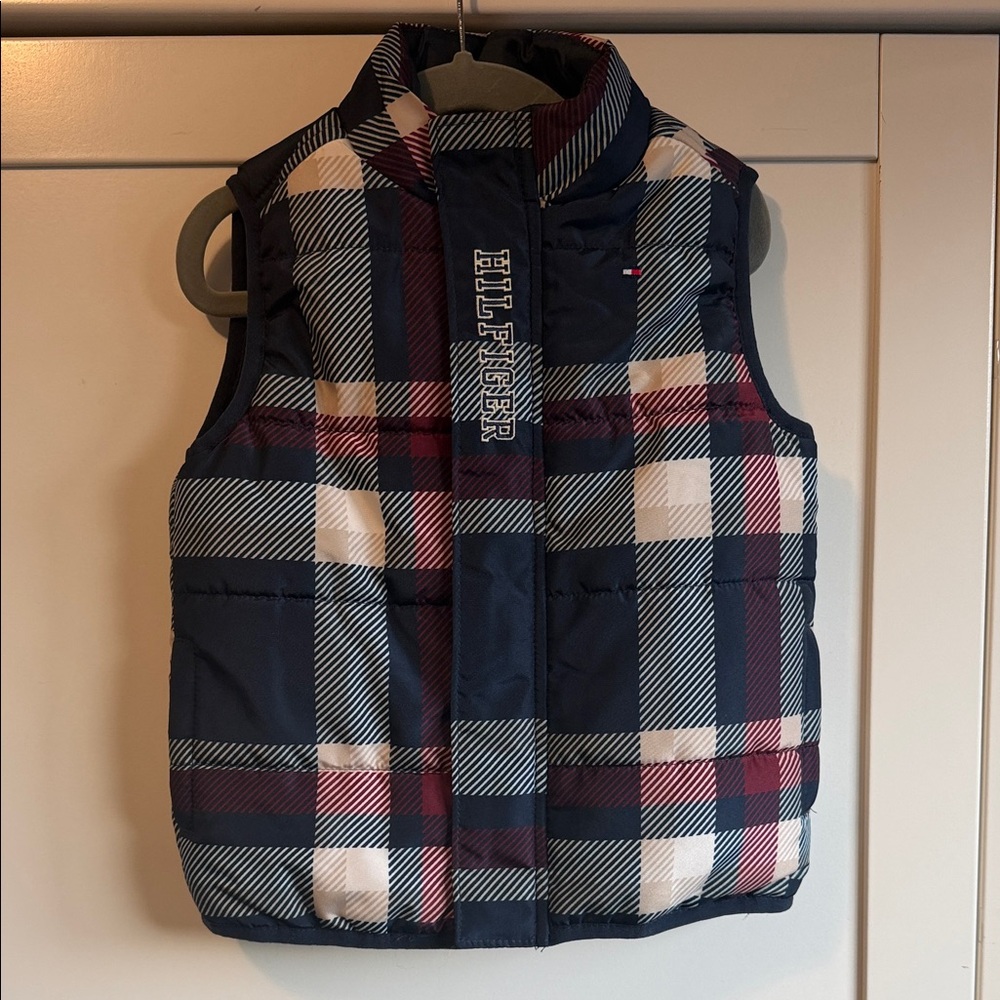 Tommy Hilfiger Kids Plaid Vest - Navy, Red, and White - 24M